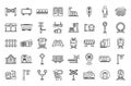 Railway platform icons set outline vector. Locomotive subway