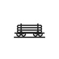 Railway platform for timber transportation line icon. train wagon symbol. isolated vector image Royalty Free Stock Photo