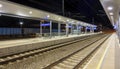Railway platforms in Tulln at night Royalty Free Stock Photo