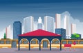 Railway Public Transport Commuter Metro Train Station Flat Illustration