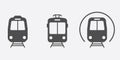 Railway Public Transportation Silhouette Icon Set. Train, Tram, Metro Station Glyph Pictogram. Subway, Electric Tramway Royalty Free Stock Photo