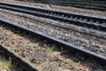 Railway rails and sleepers on a summer day