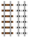 Railway rails wooden and concrete sleepers vector illustration