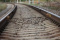 Railway, railway lines, gravel, railroad tracks Royalty Free Stock Photo