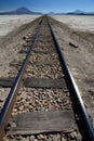 Railway road. Ferrocarril de Antofagasta a Bolivia. Chiguana salt flat. Potosi department. Bolivia Royalty Free Stock Photo