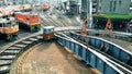 Railway roundhouse turntable in Taiwan, design architecture Royalty Free Stock Photo