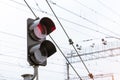 Railway semaphore shines red