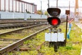 Railway semaphore shines red