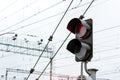 Railway semaphore shines red