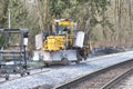 The railway service vehicles on the rails. Burnaby BC