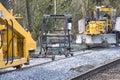 The railway service vehicles on the rails. Burnaby BC