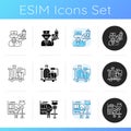 Railway services icons set