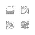Railway services linear icons set