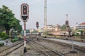 Railway sign posts Royalty Free Stock Photo