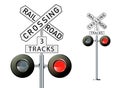 Railway signs set isolated on a white background. Vector railroad traffic light Royalty Free Stock Photo