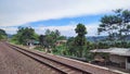Railway and sky blue at jalur selatan Royalty Free Stock Photo