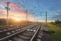 Railway station against beautiful sunny sky. Industrial landscape Royalty Free Stock Photo