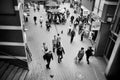 Railway station. Artistic look in black and white.