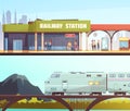 Railway Station And Bridge Horizontal Banners