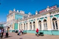 Railway station building in summer afternoon