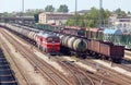 Railway station and cargo train. Narva. Estonia.