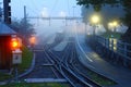 Railway station in dawn Royalty Free Stock Photo