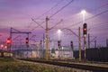 Railway station in the evening scenery.