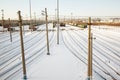 Railway station for freight trains. Russia, Tyumen. Winter