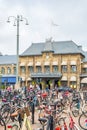 Railway Station in Gothenburg, Sweden with parked bicycles