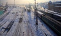 Railway station. Irkutsk, Russia. Twilight. Royalty Free Stock Photo