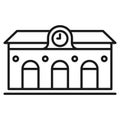 Railway station line icon. Train station building outline Vector illustration Royalty Free Stock Photo