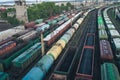 Railway Station with lots of Lines and Freight Trains