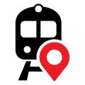 Railway station Map Pointer icon. map pointer with train Vector illustration Royalty Free Stock Photo