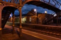 Railway Station and Old bridge at night Royalty Free Stock Photo