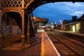 Railway Station and Old bridge at night Royalty Free Stock Photo