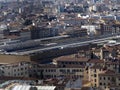 Railway station Santa Maria del Fiore Florence Aerial view cityscape from giotto tower detail near Cathedral Santa Maria dei Fiori Royalty Free Stock Photo