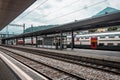 Railway station in Switzerland. Perfect cleanliness on the platform.