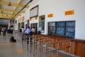 Railway station ticket counters and travelers Jaffna train station Sri Lanka Royalty Free Stock Photo