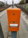 Railway station train ticket validator Royalty Free Stock Photo