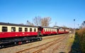 Railway station in Wernigerode with narrow-gauge railway wagons. Brockenbahn in the Harz Mountains. Saxony-Anhalt, Germany Royalty Free Stock Photo