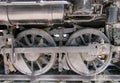 Railway steam locomotive driving gear wheel detail Royalty Free Stock Photo