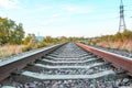 Railway in the steppe, railway background.