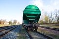 Railway ststion with wagons. Freight train. 2018 Travel photo.