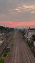 Railway sunset afternoon sky