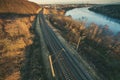 Railway in sunset Royalty Free Stock Photo
