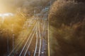 Railway in sunset Royalty Free Stock Photo