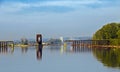 Railway Swing Bridge Across the Fraser River, Between Richmond and Vancouver City Royalty Free Stock Photo