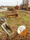 Railway switch on abandonned Danube station in Belgrade