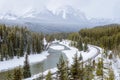 Railway Tack along side a River in a Mountain Landscape in Winter Royalty Free Stock Photo