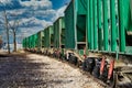 Railway tank cars with oil go on rails